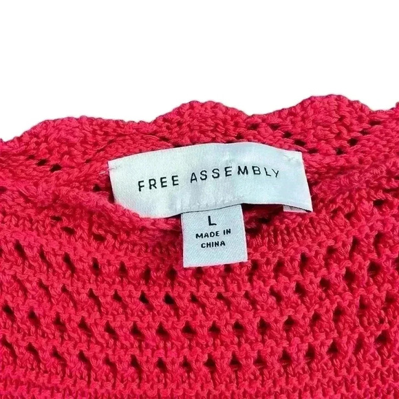 Free Assembly Women's Red Sweater Tank Top Size Large Crochet - Picture 2 of 4